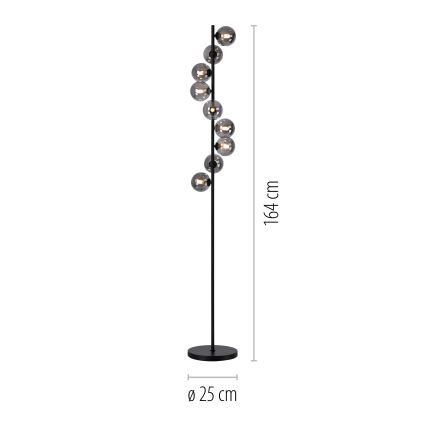 Schöner Wohnen 14506-18 - Lámpara de pie LED DUBAI 9xG9/3W/230V negro/ahumado
