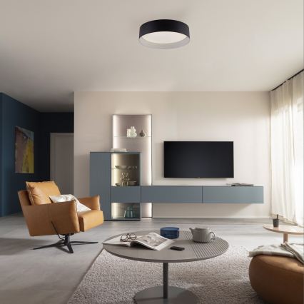 Schöner Wohnen 14593-18 - Lámpara de techo LED regulable TAVOLI, 10 W, 230 V, 2700-6500 K, Ø 28,5 cm, negro + mando a distancia