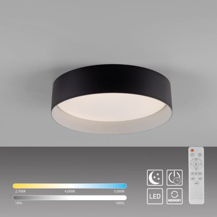 Schöner Wohnen 14593-18 - Lámpara de techo LED regulable TAVOLI, 10 W, 230 V, 2700-6500 K, Ø 28,5 cm, negro + mando a distancia