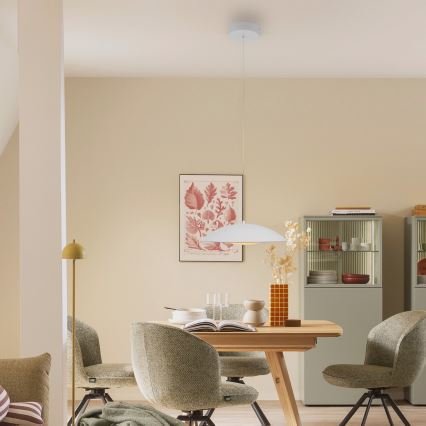 Schöner Wohnen 14606-16 - Lámpara colgante regulable con cable LENTE LED/17W/230V Ø 40 cm blanca