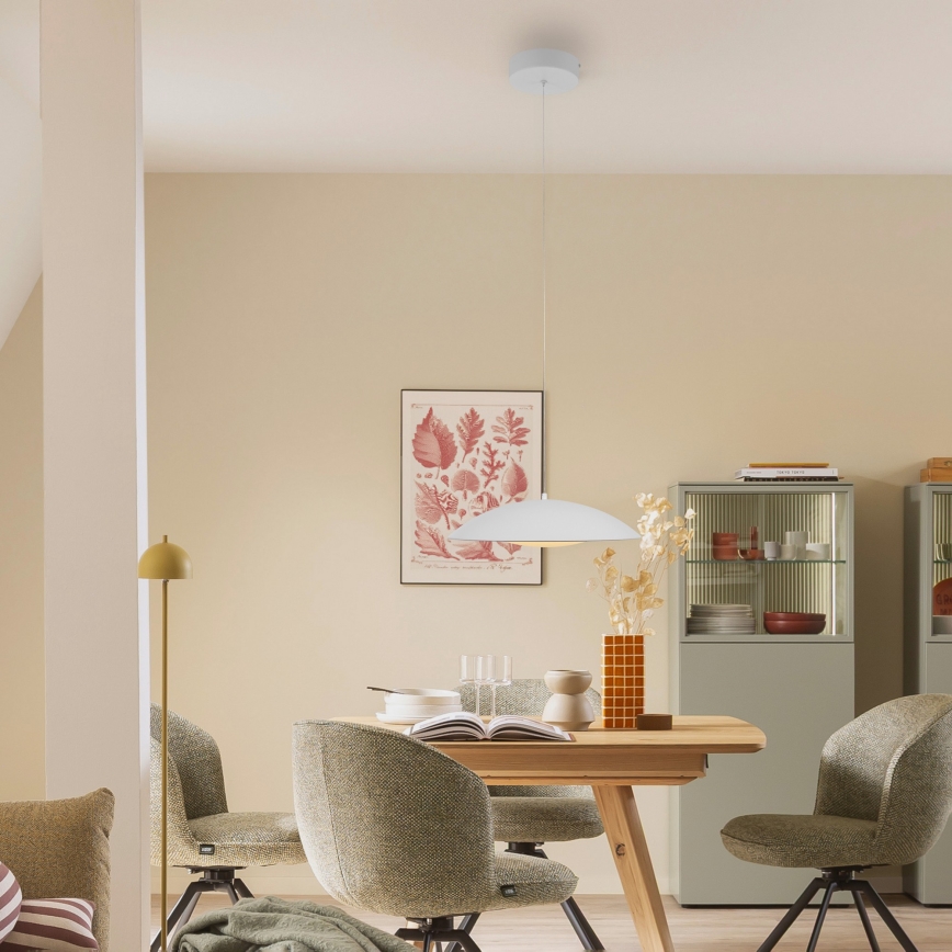 Schöner Wohnen 14606-16 - Lámpara colgante regulable con cable LENTE LED/17W/230V Ø 40 cm blanca