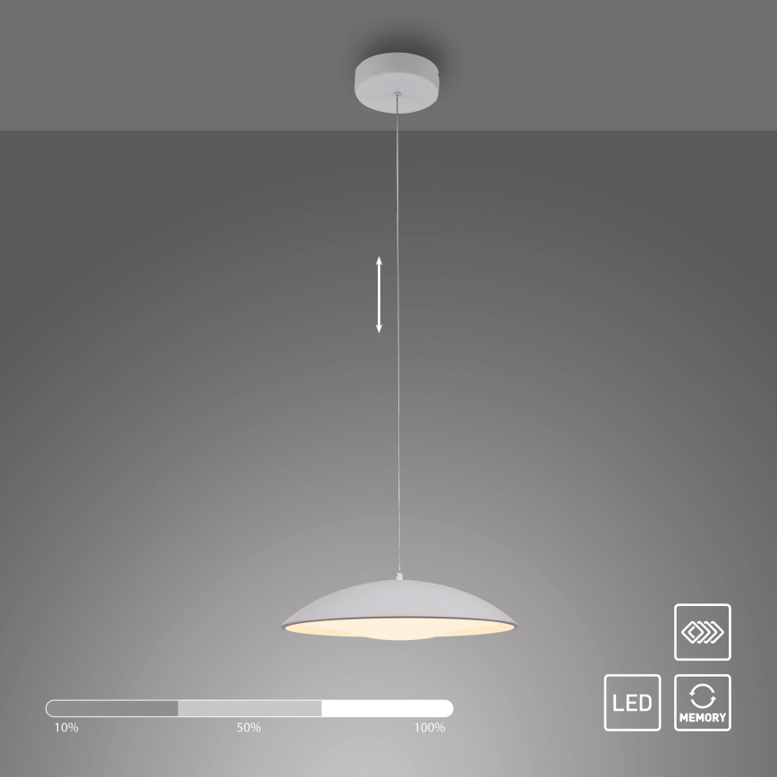 Schöner Wohnen 14606-16 - Lámpara colgante regulable con cable LENTE LED/17W/230V Ø 40 cm blanca