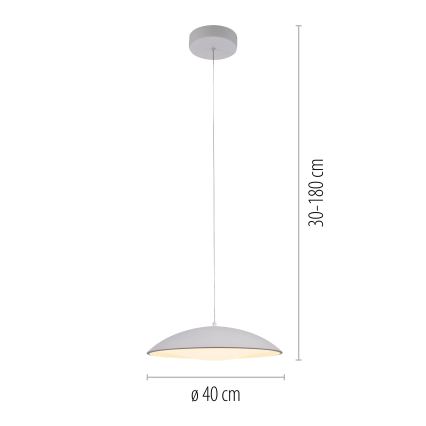 Schöner Wohnen 14606-16 - Lámpara colgante regulable con cable LENTE LED/17W/230V Ø 40 cm blanca