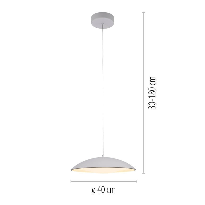 Schöner Wohnen 14606-16 - Lámpara colgante regulable con cable LENTE LED/17W/230V Ø 40 cm blanca