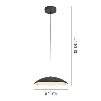 Schöner Wohnen 14606-18 - LENTE lámpara colgante LED regulable suspendida por cable LED/17W/230V Ø 40 cm negra