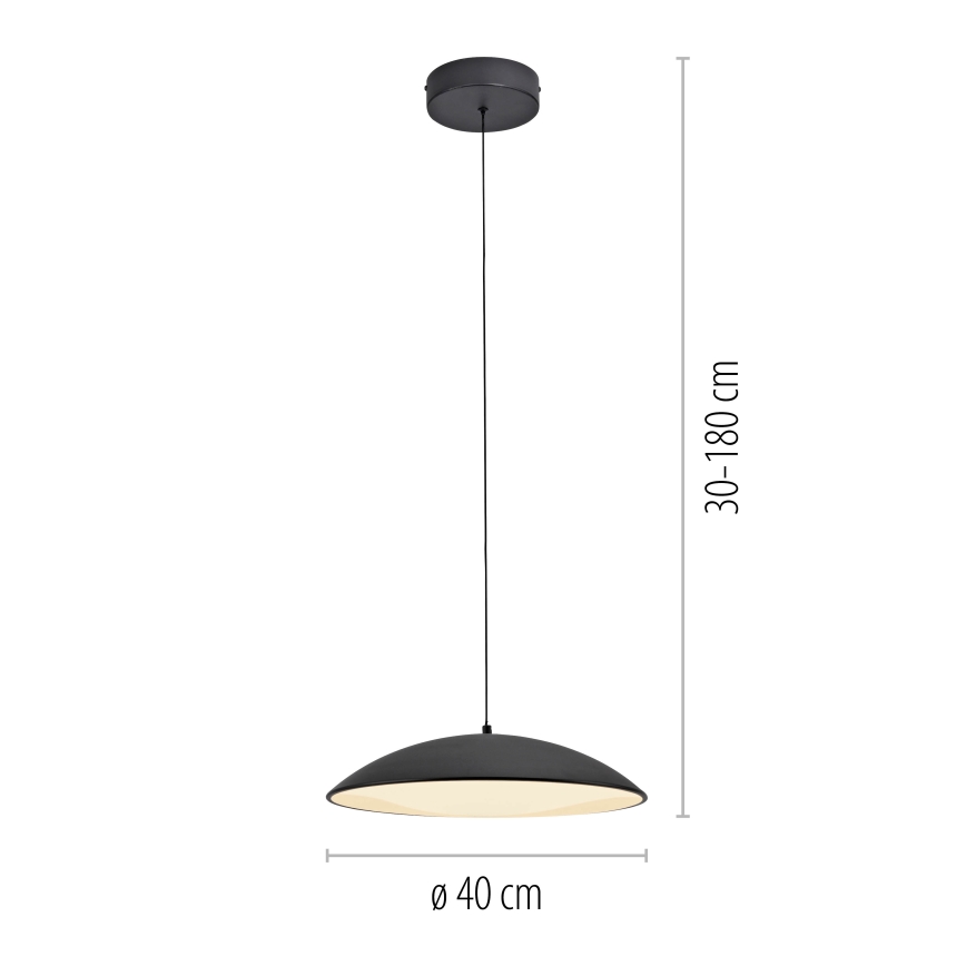 Schöner Wohnen 14606-18 - LENTE lámpara colgante LED regulable suspendida por cable LED/17W/230V Ø 40 cm negra