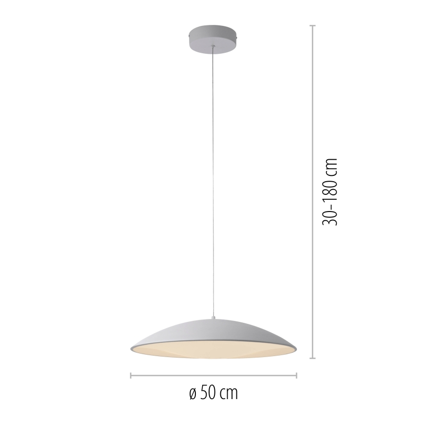 Schöner Wohnen 14607-16 - Lámpara colgante LED regulable con cable LENTE LED/23W/230V diámetro 50 cm blanco