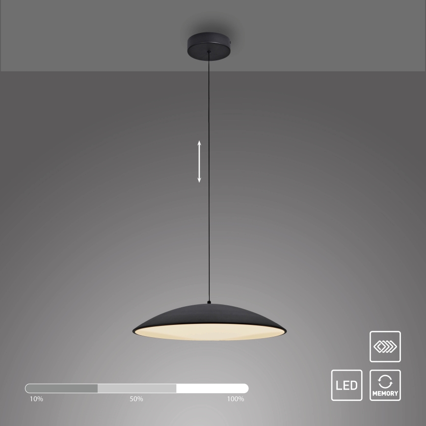 Schöner Wohnen 14607-18 - Lámpara colgante regulable con cable LENTE LED/23W/230V Ø 50 cm negro