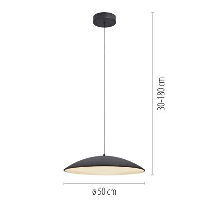 Schöner Wohnen 14607-18 - Lámpara colgante regulable con cable LENTE LED/23W/230V Ø 50 cm negro