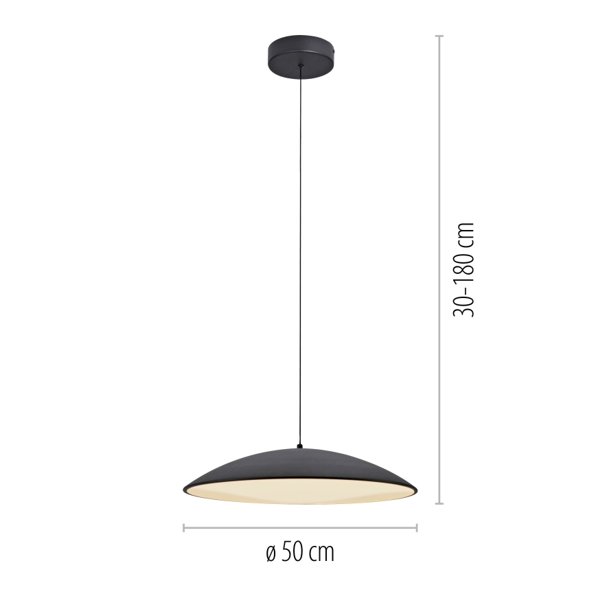 Schöner Wohnen 14607-18 - Lámpara colgante regulable con cable LENTE LED/23W/230V Ø 50 cm negro