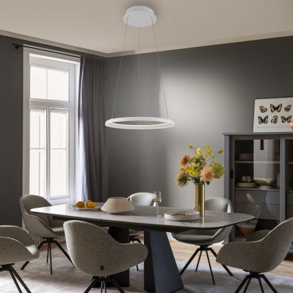 Schöner Wohnen 15570-16 - Lámpara colgante regulable con cable QUILLO LED/36W/230V Ø 60 cm blanca