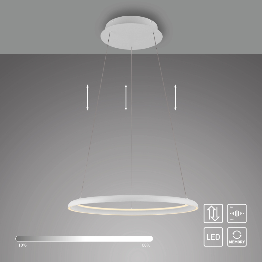 Schöner Wohnen 15570-16 - Lámpara colgante regulable con cable QUILLO LED/36W/230V Ø 60 cm blanca