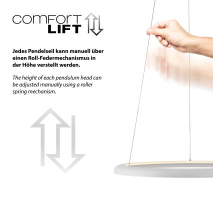 Schöner Wohnen 15570-16 - Lámpara colgante regulable con cable QUILLO LED/36W/230V Ø 60 cm blanca