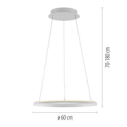 Schöner Wohnen 15570-16 - Lámpara colgante regulable con cable QUILLO LED/36W/230V Ø 60 cm blanca