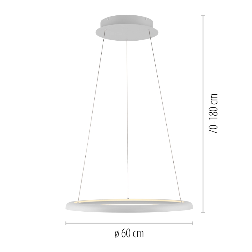 Schöner Wohnen 15570-16 - Lámpara colgante regulable con cable QUILLO LED/36W/230V Ø 60 cm blanca