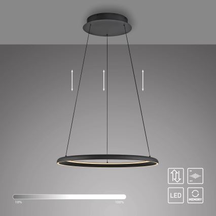 Schöner Wohnen 15570-18 - Lámpara colgante LED regulable con cable QUILLO LED/36W/230V Ø 60 cm negra