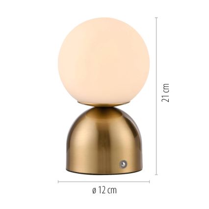 Schöner Wohnen 19218-12 - Lámpara de mesa recargable táctil regulable RUDI LED/1,2W/5V 3000-6000K 1200 mAh dorada