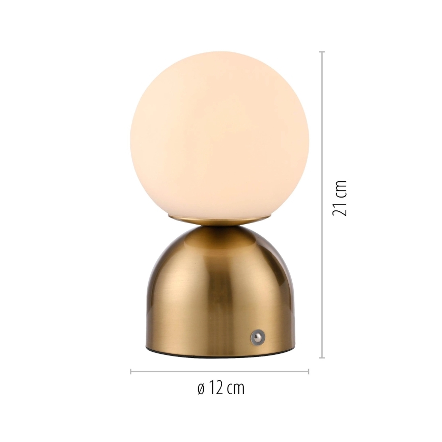 Schöner Wohnen 19218-12 - Lámpara de mesa recargable táctil regulable RUDI LED/1,2W/5V 3000-6000K 1200 mAh dorada