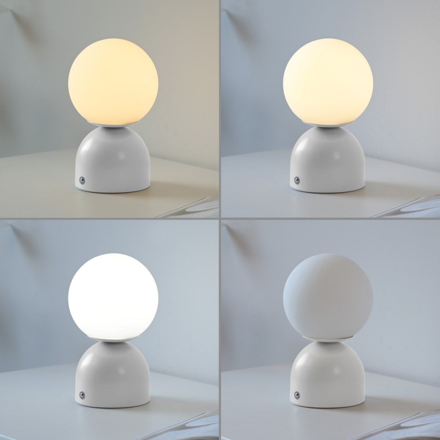 Schöner Wohnen 19218-16 - Lámpara de sobremesa recargable con atenuación táctil RUDI LED/1,2W/5V 3000-6000K 1200 mAh blanca