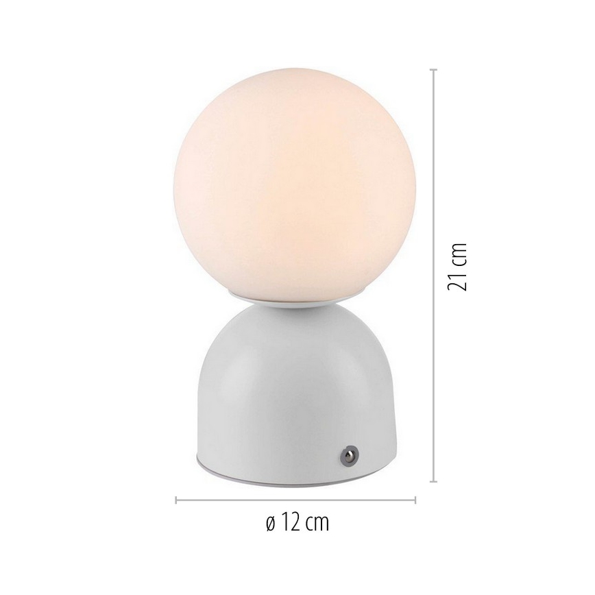 Schöner Wohnen 19218-16 - Lámpara de sobremesa recargable con atenuación táctil RUDI LED/1,2W/5V 3000-6000K 1200 mAh blanca