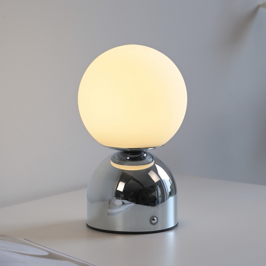 Schöner Wohnen 19218-17 - Lámpara de mesa LED RUDI recargable, táctil y regulable LED/1,2W/5V 3000-6000K 1200 mAh cromo brillante