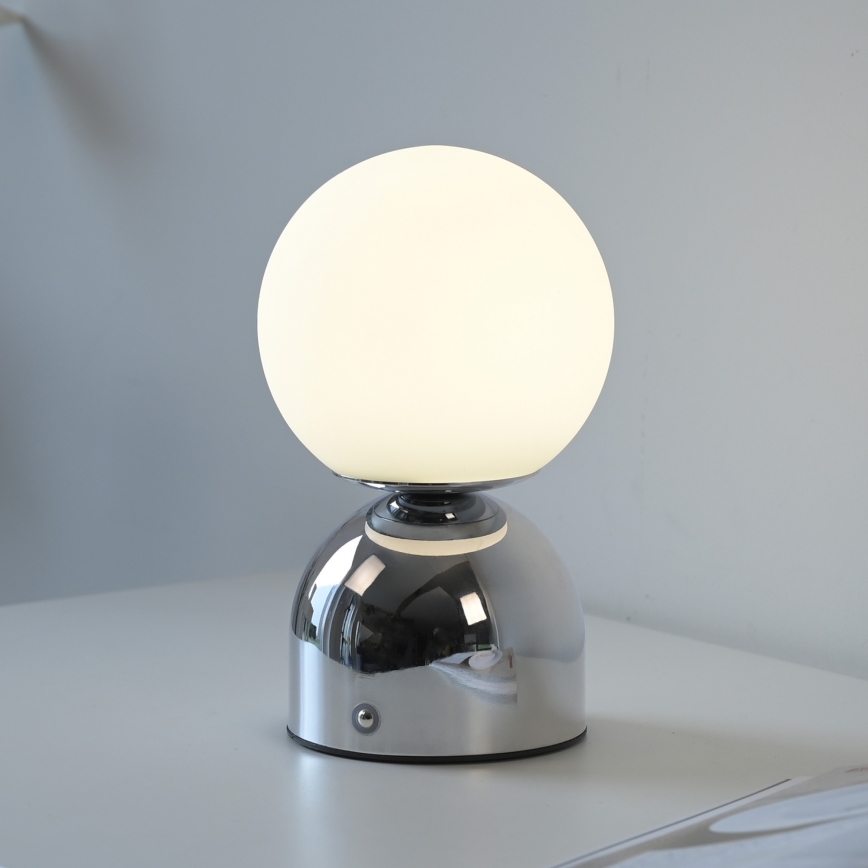 Schöner Wohnen 19218-17 - Lámpara de mesa LED RUDI recargable, táctil y regulable LED/1,2W/5V 3000-6000K 1200 mAh cromo brillante