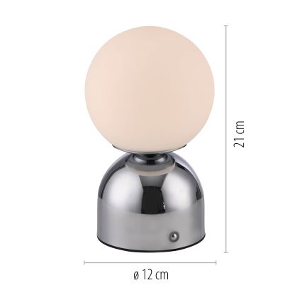 Schöner Wohnen 19218-17 - Lámpara de mesa LED RUDI recargable, táctil y regulable LED/1,2W/5V 3000-6000K 1200 mAh cromo brillante