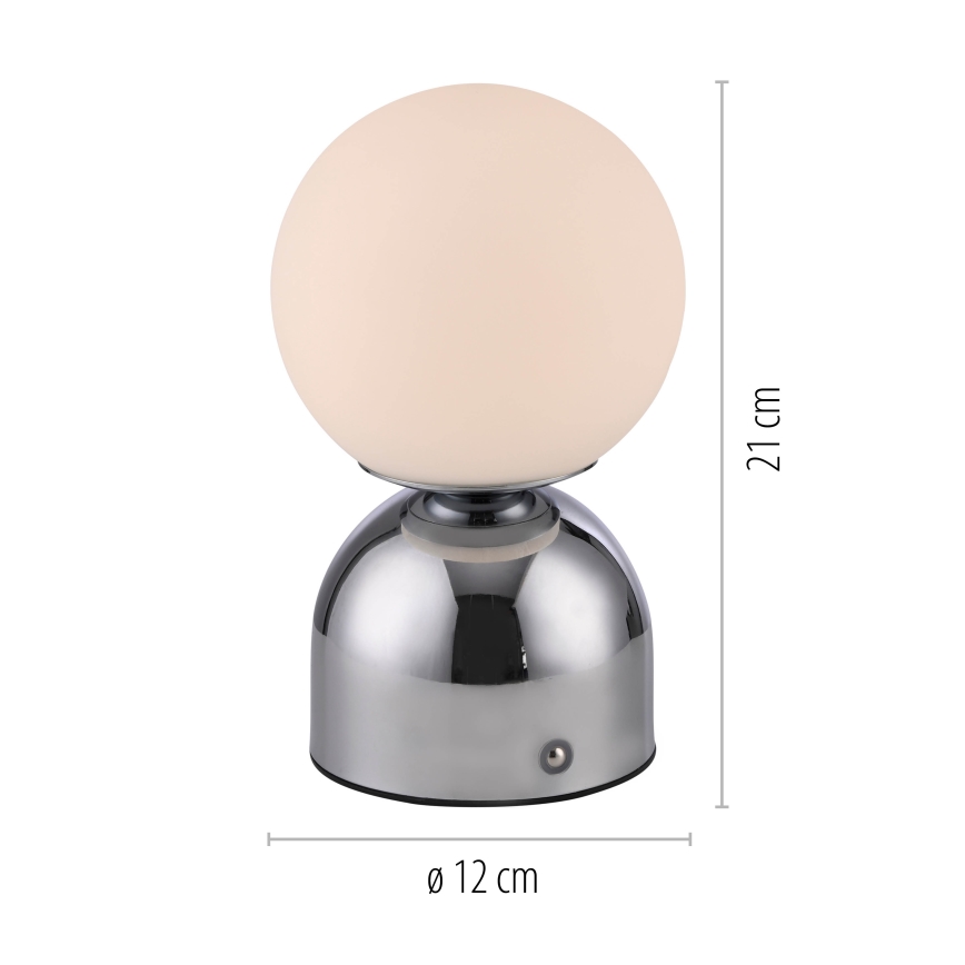 Schöner Wohnen 19218-17 - Lámpara de mesa LED RUDI recargable, táctil y regulable LED/1,2W/5V 3000-6000K 1200 mAh cromo brillante