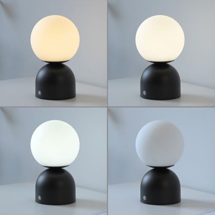 Schöner Wohnen 19218-18 - Lámpara de sobremesa recargable táctil y regulable RUDI LED/1,2W/5V 3000-6000K 1200 mAh negra