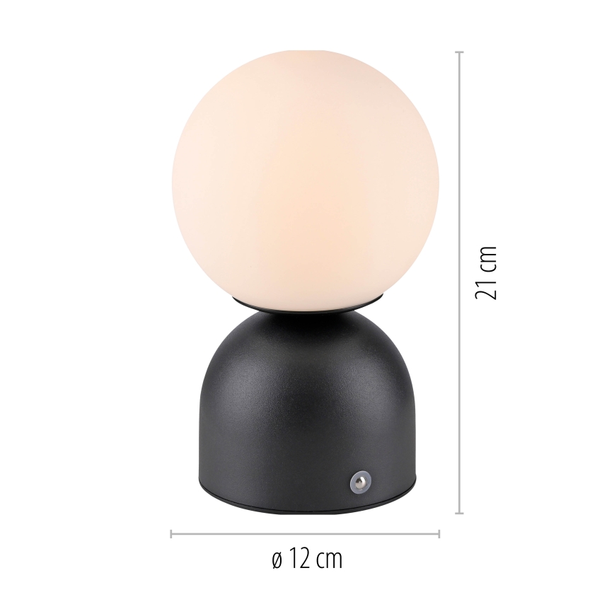 Schöner Wohnen 19218-18 - Lámpara de sobremesa recargable táctil y regulable RUDI LED/1,2W/5V 3000-6000K 1200 mAh negra