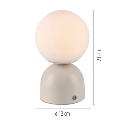 Schöner Wohnen 19218-39 - Lámpara de sobremesa LED recargable y regulable con control táctil RUDI LED/1,2W/5V 3000-6000K 1200 mAh gris