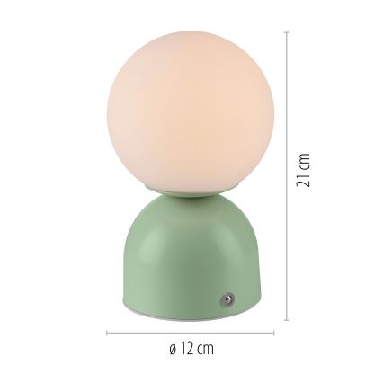 Schöner Wohnen 19218-43 - Lámpara de sobremesa LED recargable táctil regulable RUDI LED/1,2W/5V 3000-6000K 1200 mAh verde