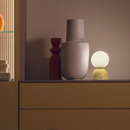Schöner Wohnen 19218-81 - Lámpara LED de sobremesa recargable, táctil y regulable RUDI LED/1,2W/5V 3000-6000K 1200 mAh amarilla