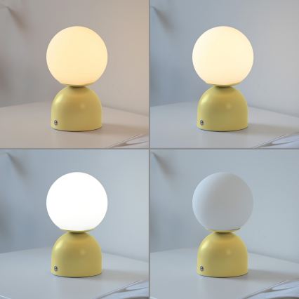Schöner Wohnen 19218-81 - Lámpara LED de sobremesa recargable, táctil y regulable RUDI LED/1,2W/5V 3000-6000K 1200 mAh amarilla