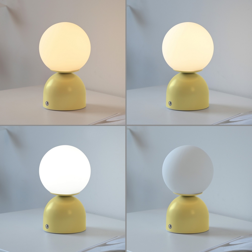 Schöner Wohnen 19218-81 - Lámpara LED de sobremesa recargable, táctil y regulable RUDI LED/1,2W/5V 3000-6000K 1200 mAh amarilla