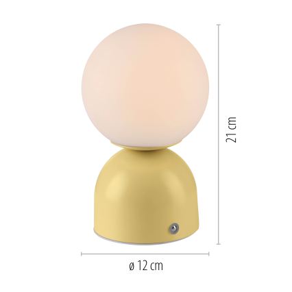 Schöner Wohnen 19218-81 - Lámpara LED de sobremesa recargable, táctil y regulable RUDI LED/1,2W/5V 3000-6000K 1200 mAh amarilla