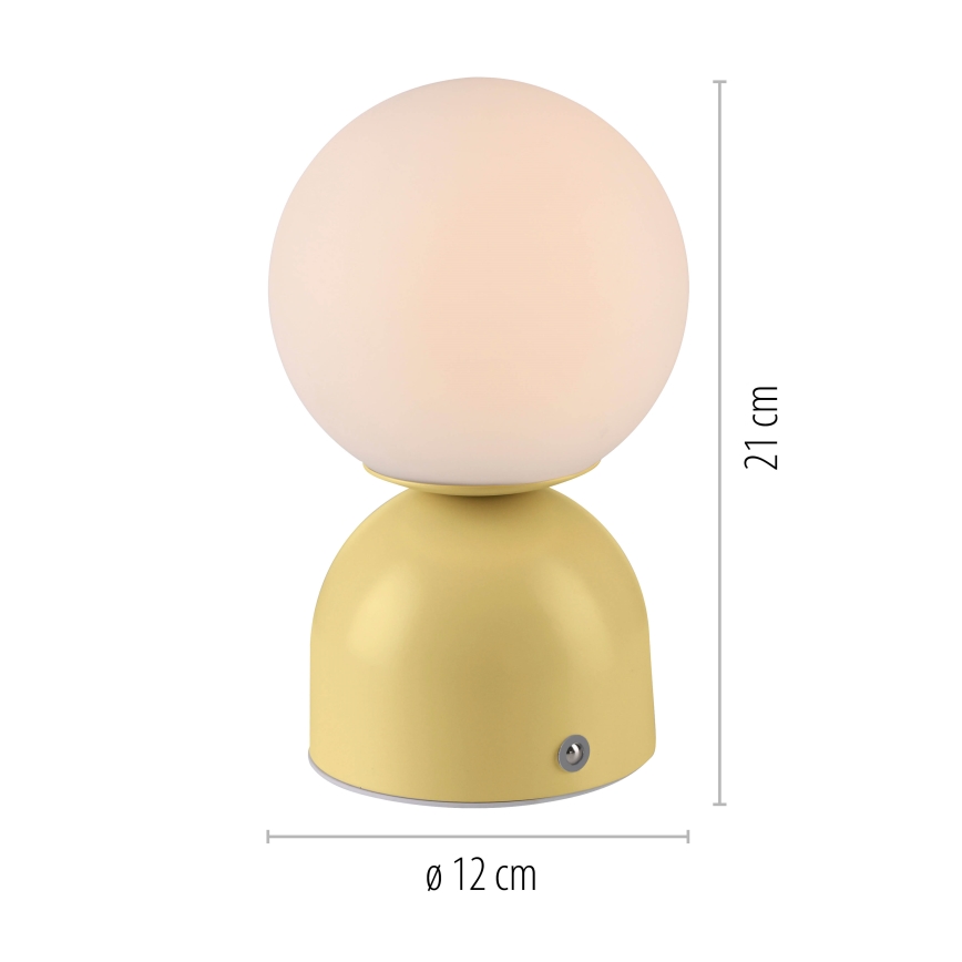 Schöner Wohnen 19218-81 - Lámpara LED de sobremesa recargable, táctil y regulable RUDI LED/1,2W/5V 3000-6000K 1200 mAh amarilla