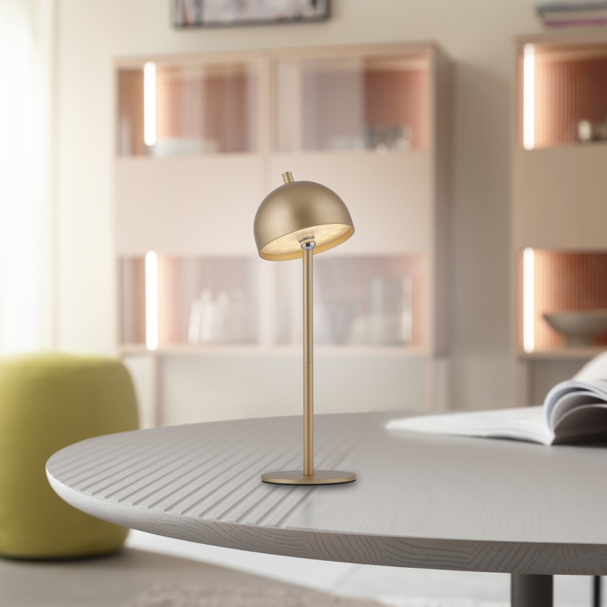 Schöner Wohnen 19244-12 - Lámpara de mesa LED exterior recargable con control táctil y regulable BELLIS LED/2,5W/5V 2600 mAh IP54 dorada