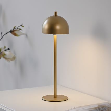 Schöner Wohnen 19244-12 - Lámpara de mesa LED exterior recargable con control táctil y regulable BELLIS LED/2,5W/5V 2600 mAh IP54 dorada