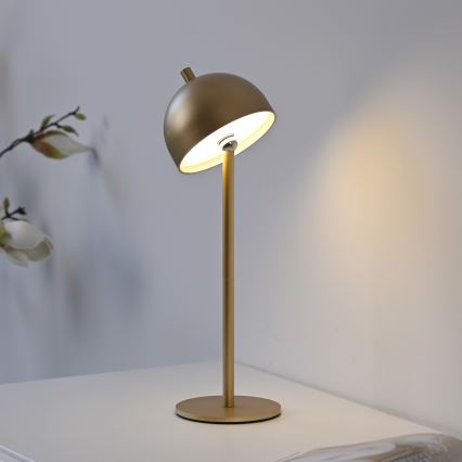 Schöner Wohnen 19244-12 - Lámpara de mesa LED exterior recargable con control táctil y regulable BELLIS LED/2,5W/5V 2600 mAh IP54 dorada