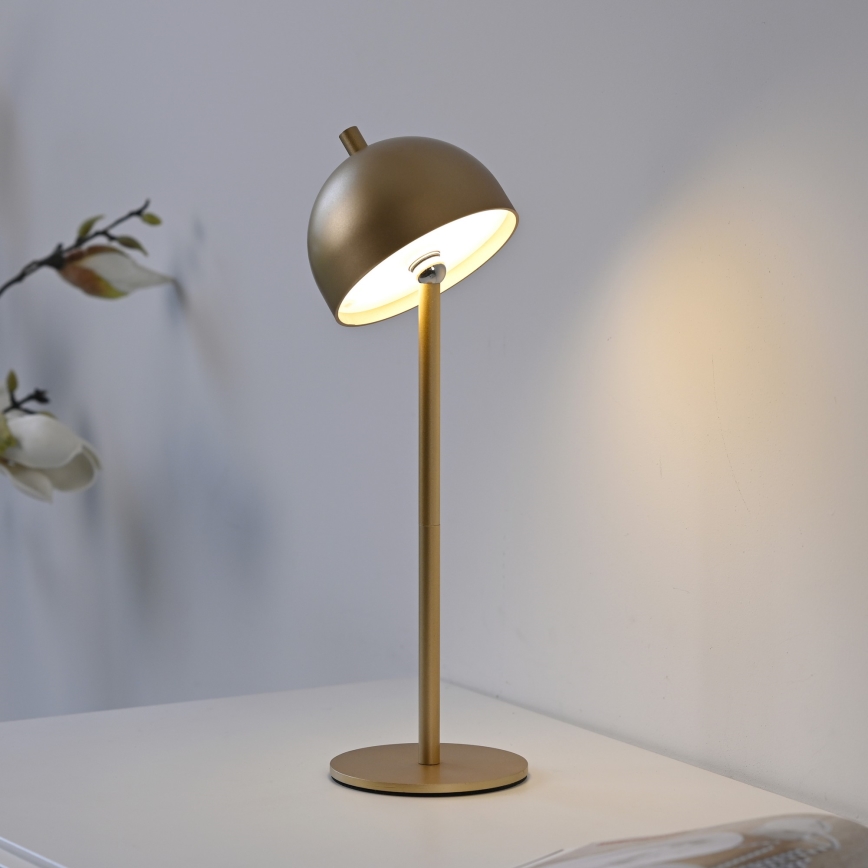 Schöner Wohnen 19244-12 - Lámpara de mesa LED exterior recargable con control táctil y regulable BELLIS LED/2,5W/5V 2600 mAh IP54 dorada