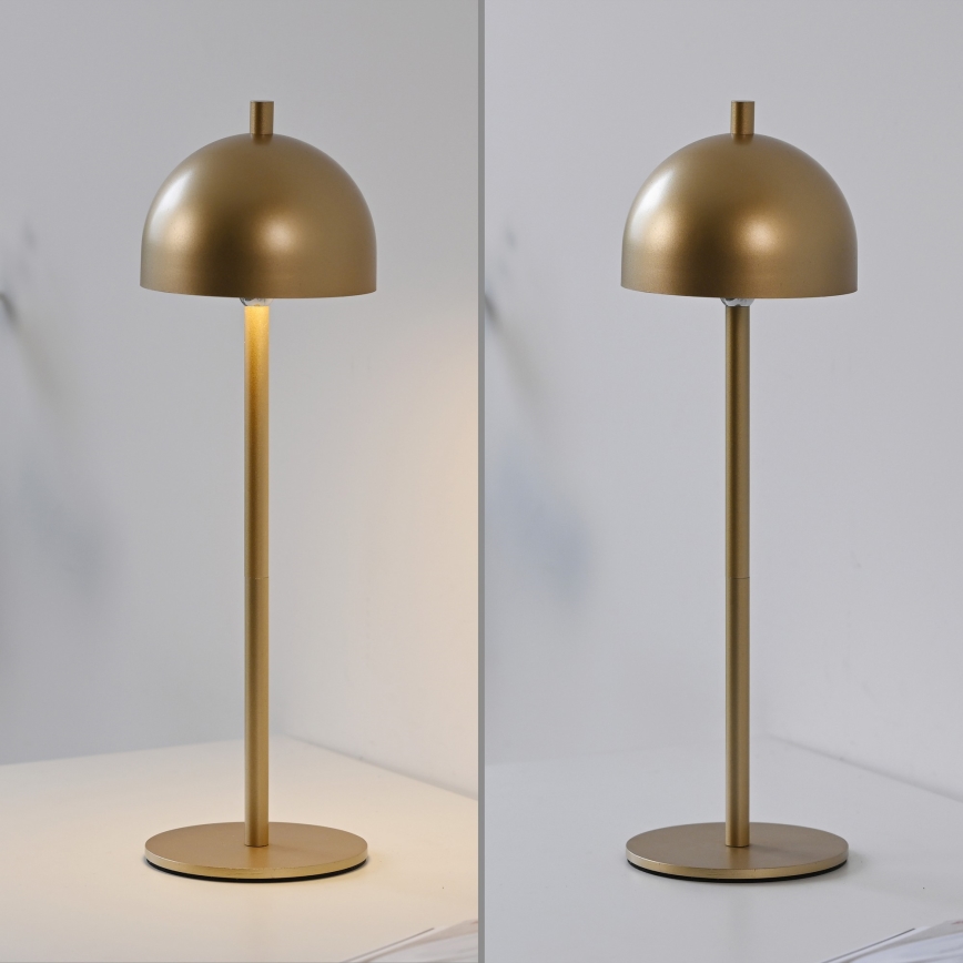 Schöner Wohnen 19244-12 - Lámpara de mesa LED exterior recargable con control táctil y regulable BELLIS LED/2,5W/5V 2600 mAh IP54 dorada