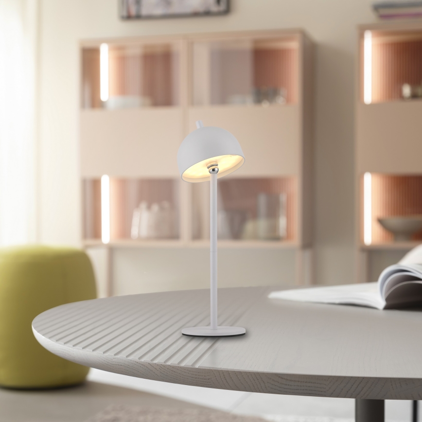 Schöner Wohnen 19244-16 - Lámpara de mesa para exterior BELLIS, LED táctil regulable y recargable, LED/2,5W/5V 2600 mAh IP54, blanca