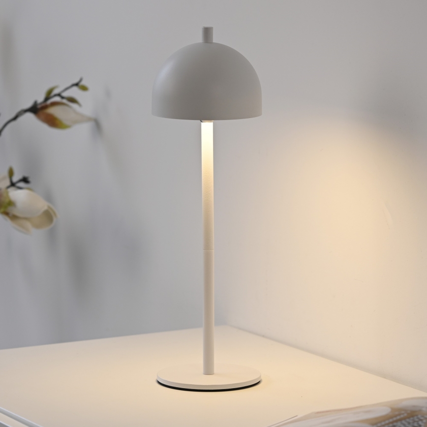 Schöner Wohnen 19244-16 - Lámpara de mesa para exterior BELLIS, LED táctil regulable y recargable, LED/2,5W/5V 2600 mAh IP54, blanca