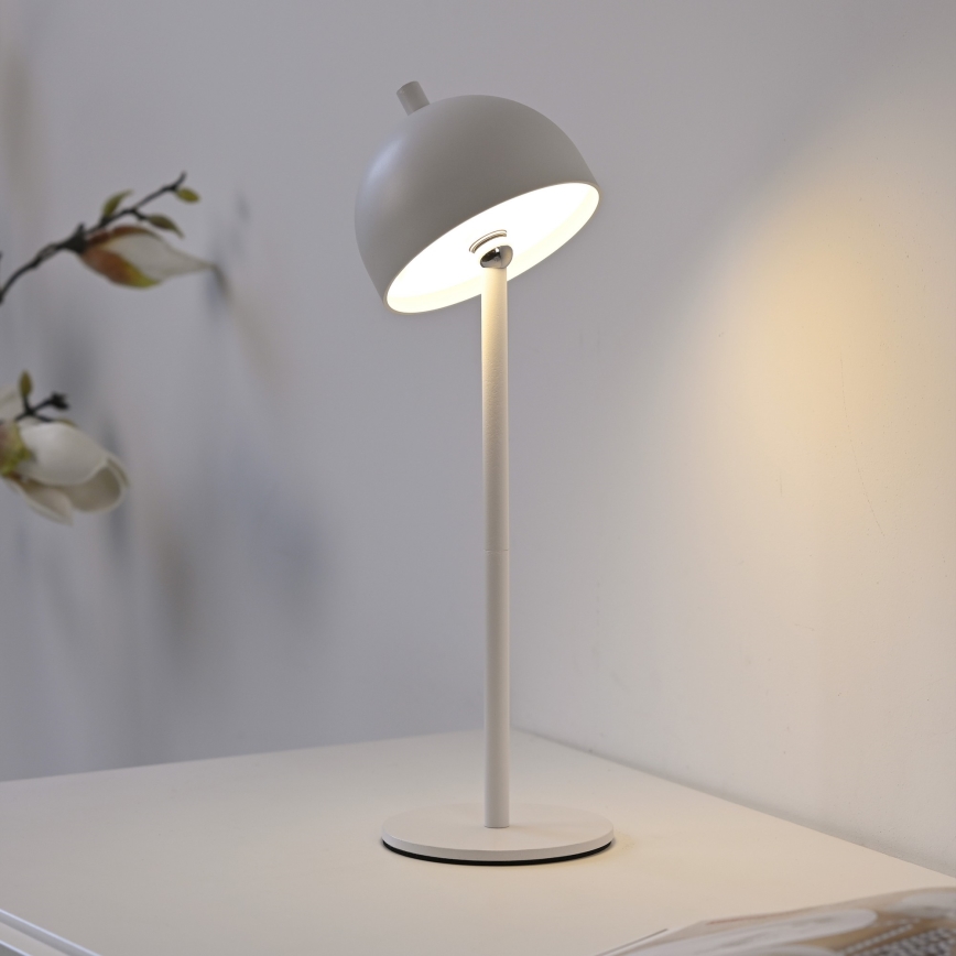 Schöner Wohnen 19244-16 - Lámpara de mesa para exterior BELLIS, LED táctil regulable y recargable, LED/2,5W/5V 2600 mAh IP54, blanca
