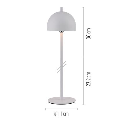 Schöner Wohnen 19244-16 - Lámpara de mesa para exterior BELLIS, LED táctil regulable y recargable, LED/2,5W/5V 2600 mAh IP54, blanca