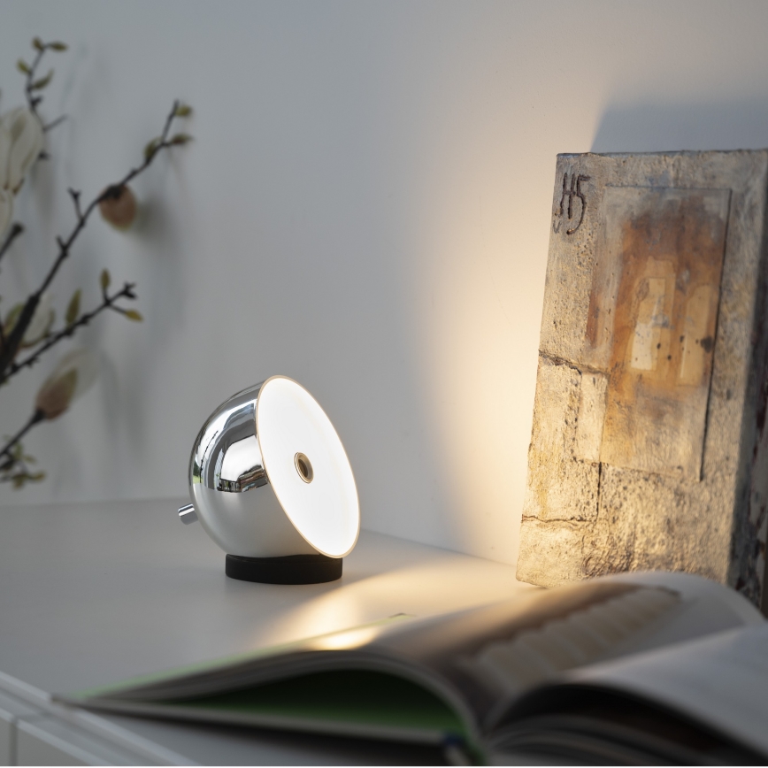 Schöner Wohnen 19244-17 - Lámpara de sobremesa exterior recargable, táctil y regulable BELLIS LED/2,5W/5V 2600 mAh IP54 cromo brillante