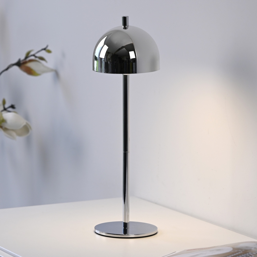 Schöner Wohnen 19244-17 - Lámpara de sobremesa exterior recargable, táctil y regulable BELLIS LED/2,5W/5V 2600 mAh IP54 cromo brillante