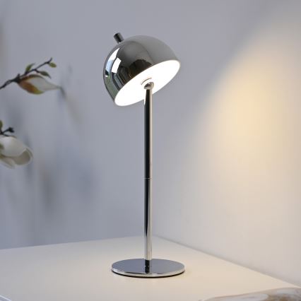Schöner Wohnen 19244-17 - Lámpara de sobremesa exterior recargable, táctil y regulable BELLIS LED/2,5W/5V 2600 mAh IP54 cromo brillante