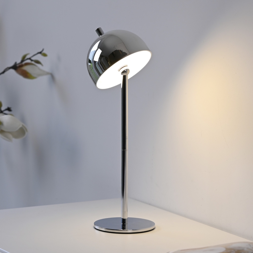 Schöner Wohnen 19244-17 - Lámpara de sobremesa exterior recargable, táctil y regulable BELLIS LED/2,5W/5V 2600 mAh IP54 cromo brillante